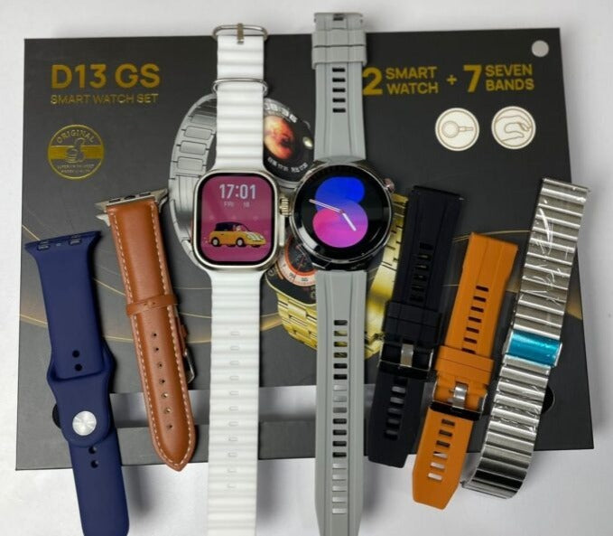 D13 GS Smart Watch Set – 2 Smartwatches Premium + 7 Correas Intercambiables 🔥
