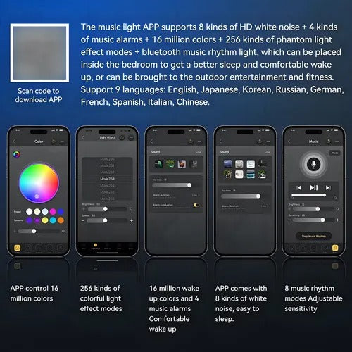 🌈🔊 Parlante Luz LED Caracol 7 en 1 con Alarma + Luz RGB
