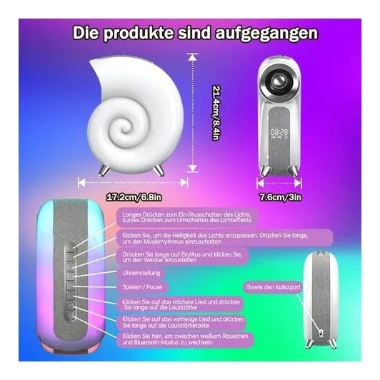 🌈🔊 Parlante Luz LED Caracol 7 en 1 con Alarma + Luz RGB