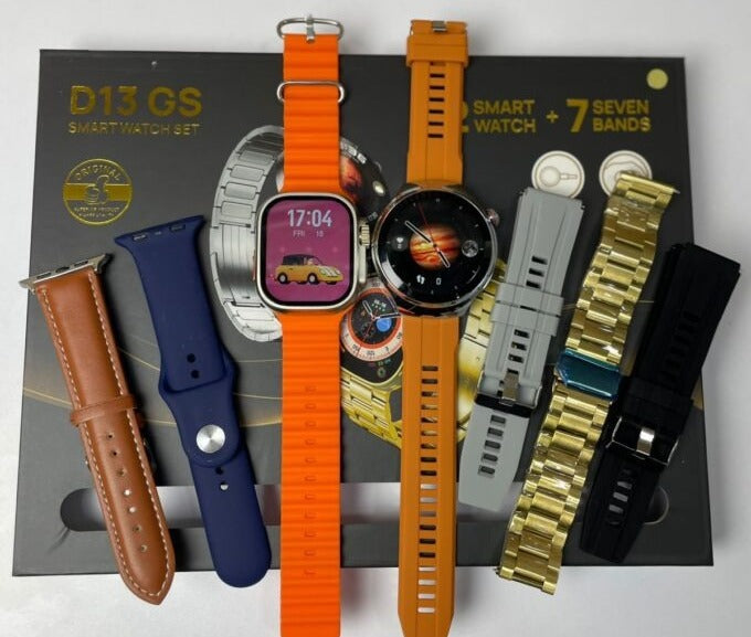 D13 GS Smart Watch Set – 2 Smartwatches Premium + 7 Correas Intercambiables 🔥