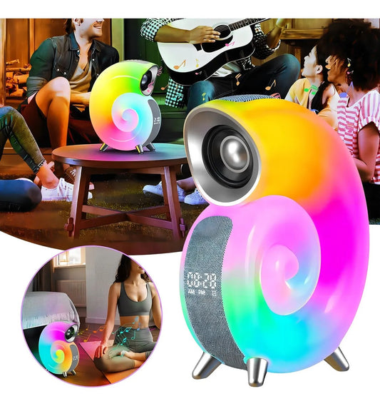 🌈🔊 Parlante Luz LED Caracol 7 en 1 con Alarma + Luz RGB